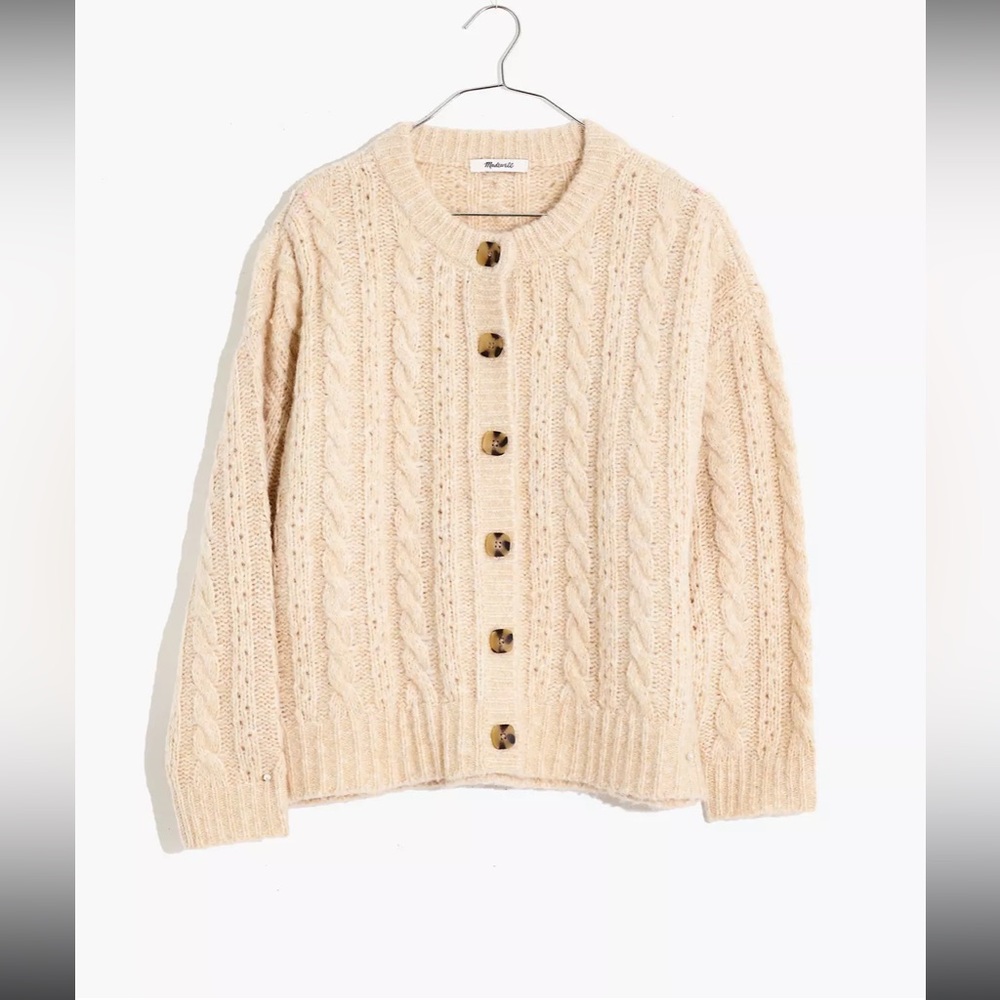 Pointelle Cable Cardigan Sweater